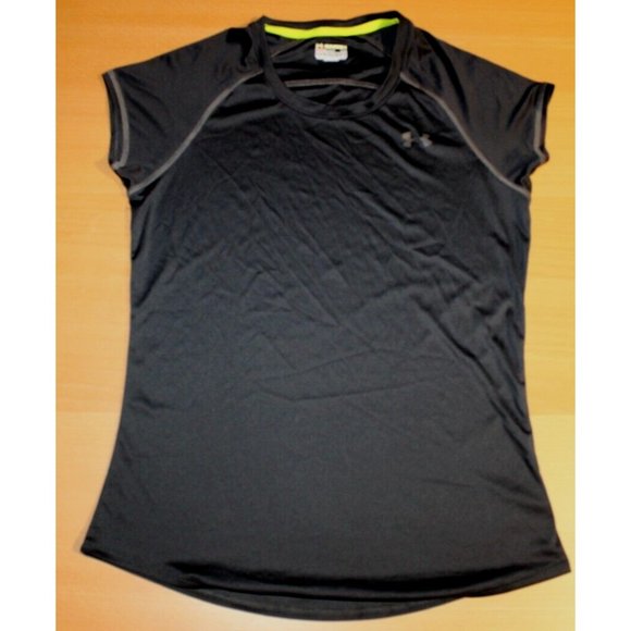 Womens Under Armour Semi-Fitted HeatGear Short Sleeve Shirt MD Medium Black - Picture 1 of 4